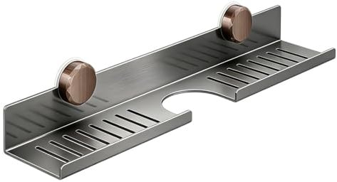 Mensola Doccia Senza Foratura , Mensola per Lavandino a Ventosa Rimovibile | Regolabile acciaio al carbonio, per Organizzare Saponi in Cucina, Bagno o Vasca（40cm）
