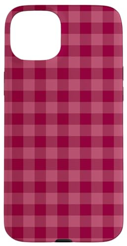 Fraise Vichy Plaid Bordeaux Motif à Carreaux Tendance Coque pour iPhone 15 Plus