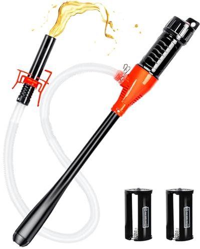 Fuel Transfer Pump Battery Operated, 2.4 GPM Electric Syphon Pump with Quick Stop Nozzle, Adjustable Flow Leak-Proof Hose, Water & Fuel Transfer Pump for Gasoline, Diesel, Oil, Gas, Fish Tank