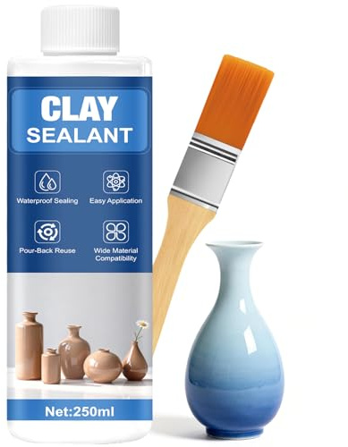 Versiegelung für Gießpulver, 250 ml, Ton ohne Brennen, Wasserdicht | Keramik Versiegelung, Vernis Argile, Autodurcissante, für Beton, Blumentöpfe, Vasen, Terrakotta und Keramikfiguren