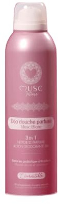 MUSC INTIME La Marque Officielle - Déodorant douche parfumé - Musc Blanc - L'Irrésistible - 3-en-1 - Nettoie et Parfume - Action déodorante 24h - 200ml