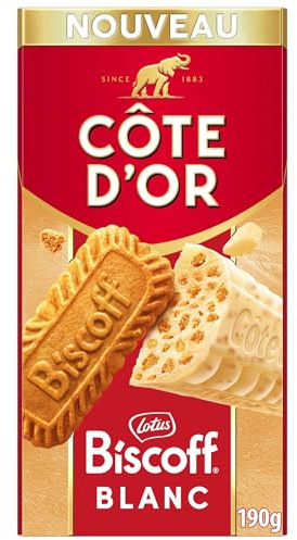 CÔTE D'OR - Tablette Côte d'Or L'Original - Chocolat Blanc Côte d'Or aux éclats de Biscoff Speculos - 190g