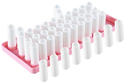 Tressify 50 Stück Lippenbalsam-Röhren für DIY-Lippenstift, mit Füllschale, Spatel, weiße leere Kunststoffröhrchen, 10 x 4,5 x 1,8 cm Tablett für hausgemachte Lippenpflege