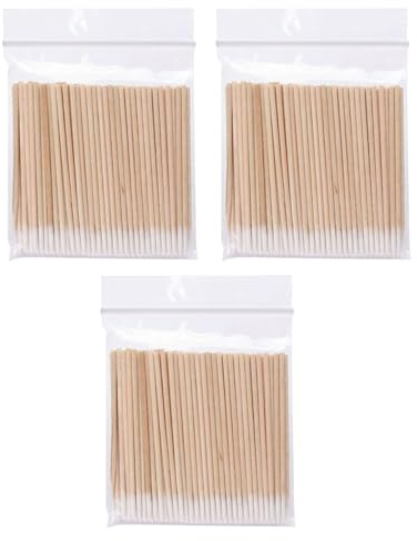HAPZUR 300 piezas bastoncillos de algodón de madera con punta, hisopos de algodón, bastoncillos maquillaje, cotonetes, palitos de madera para tatuajes, cejas, belleza, uñas