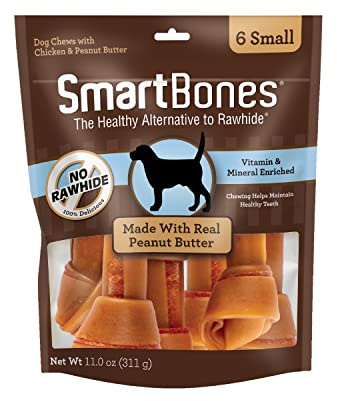 SmartBones Small Chews, Treat Your Dog To A Rawhide-Free Chew Made With Real Meat And Vegetables | With Real Peanut Butter & Chicken, Easy To Digest Chew, Vitamin & Mineral Enriched, Supports Dental Health, For Small Dogs