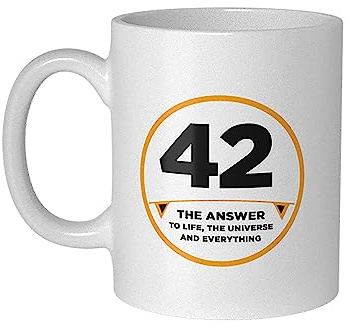 42 Tasse Kaffeebecher – Keramik Becher für Nerds und Geeks 300 ml Weiß | Zweiseitiger Aufdruck, Spülmaschinenfest, Mit Henkel, Ca. 10 x 10 x 10 cm, Zeigt die Antwort auf alle Fragen
