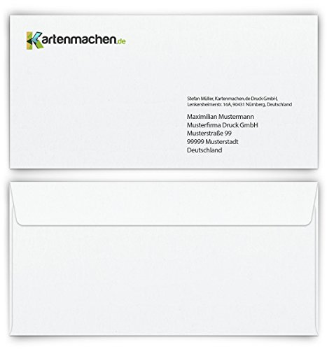 40 x Personalisierte Briefumschläge DIN Lang 220 x 110 mm - Weiß individuell bedruckt mit Logo
