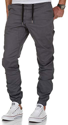Amaci&Sons Herren Stretch Jogger Basic Chino Jeans Hose Cargo 7002 Dunkelgrau W36