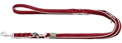 HUNTER Verstellbare Hundeführleine HILO, Farbe: rot, leichtes 3D-Mesh-Material, griffiges Nylon, dreifach verstellbar, schnelltrocknend, witterungsbeständig, Größe: 25/200