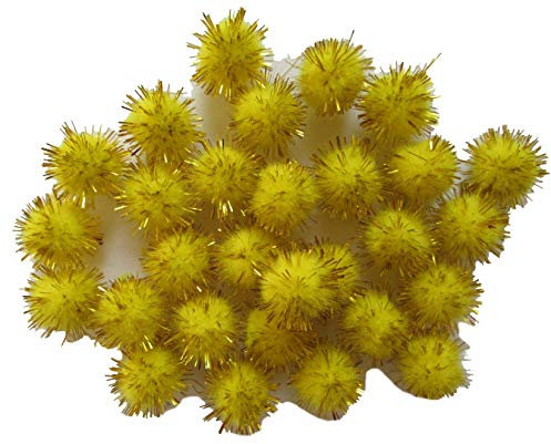 YYCRAFT Glitzernde Lametta-Pompons, 20 mm, Gelb, 200 Stück