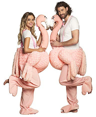 narrenkiste B88093 Damen-Herren Flamingo-Vogel Kostüm Plüsch-Reittier Reitflamingo