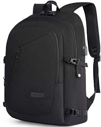 Sac à Dos Ordinateur Portable 17 Pouces Antivol Imperméable Homme Grande Capacité PC Portable avec Chargement USB Sac à Dos de Voyage Affaires pour Loisir Scolaire Collège - Noir