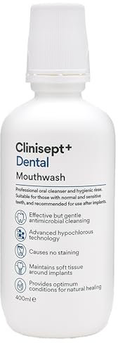 Clinisept+ Mundwasser 400 ml Mundspülung antibakteriell ohne Alkohol, Chlorhexidin und Farbstoffe Mund Erfrischer Mundhygiene für schmerzempfindliche Zähne und Zahnfleisch