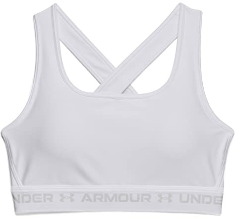 Under Armour Women UA Crossback Mid Bra, comfortable and long-wearing sports bra for women, running bra with removable cups