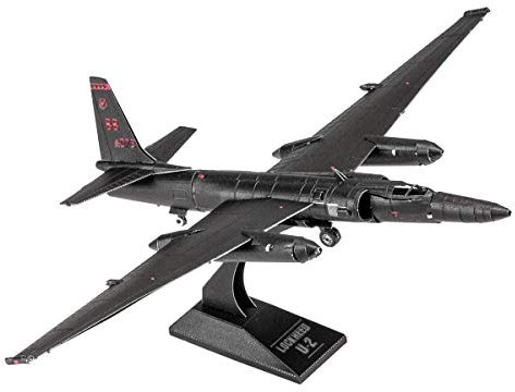 Fascinations MMS214 Metal Earth Metallbausätze - Flugzeug Lockheed U-2 Dragon Lady, lasergeschnittener 3D-Konstruktionsbausatz, 3D Metall Puzzle, DIY Modellbausatz mit 2 Metallplatinen, ab 14 Jahre