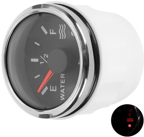 Wasserstandsanzeige, 52 mm/2 Zoll Wasserstandsanzeige 9-30 V DC Smart Alarm für Marineboot RV 0-190 Ohm Europäischer Sensor(Schwarz)