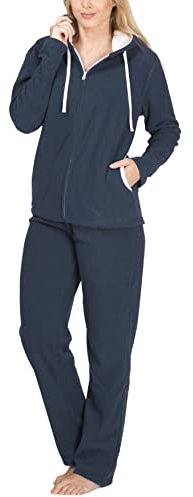 SLOUCHER Tuta da casa in pile caldo da donna, Fumo blu, XXXXL
