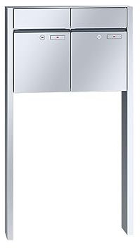 RENZ/Plan / 2er Freistehende Briefkastenanlage Standbriefkasten / V4A-Edelstahl/Volumen 21 L/zum Einbetonieren/Dein-Briefkasten.de