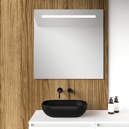 Baikal Espejo de Baño Rectangular | 80 x 80 cm | LED Frontal | Espejo con luz | Espejo con LED.