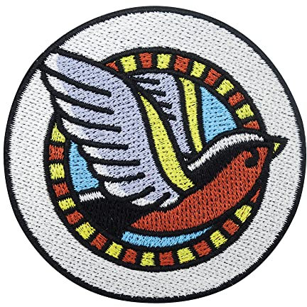 Finally Home Tattoo Schwalbe Patch zum Aufbügeln | Vogel Patches, Feder Bügelbild, Vögel Flicken, Aufnäher, Bügelpatch