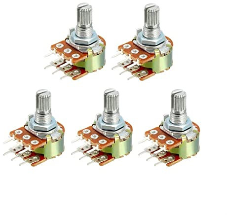 AGOUNOD Potentiometer 5pcs wh148 Wellenverstärker Dual Stereo Potentiometer B1K 2K 5K 10k 20k 50k 100k 500k 1m Grifflänge 15 mm Einstellbarer Widerstand (Resistance : 2K Ohm)