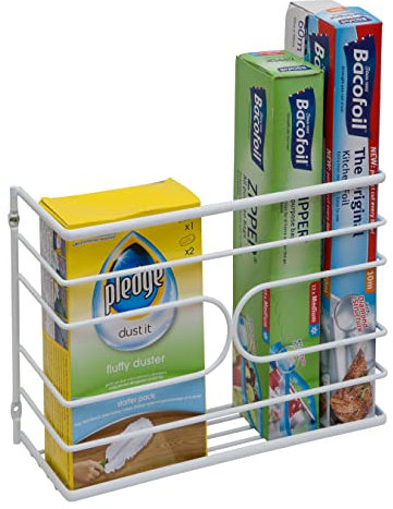 Amtido Wall or Door Mount Kitchen Wrap Box Organiser - For Cling film, Aluminium Foil or other Kitchen Utensils - White (2-Pack)