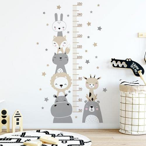Höhendiagramm Wandtattoo Tiere Kinderzimmer Wandaufkleber Abnehmbare Messlatte Körpergröße Messen Wandsticker Kinderzimmer Messlatte Kinder Wachstum Messlatte Aufrollbare Messlatte Wandsticker