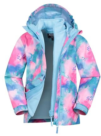 Mountain Warehouse Aries Kids 3-in-1 Waterproof Jacket -Taped Seams Childrens Rain Jacket, Detachable Hood Girls & Boys Raincoat - Best for Spring Summer Blue Twilight (Aries) Kids Size 2-3 Years