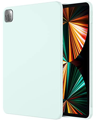 LOXO CASE Coque Silicone Liquide pour iPad Pro 11 Pouces 2022/2021/2020/2018 (4ème/3ème/2ème/1ème Génération), [Doublure en Microfibre] Protection Complète du Corps au Toucher Soyeux,Light Green