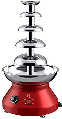 PROPFE 5-Tier Chocolate Fondue Fountain Machine 3L Stainless Steel Commercial Chocolate Fountain for Party Wedding Restaurant, 30℃~110�?Adjustable, Red