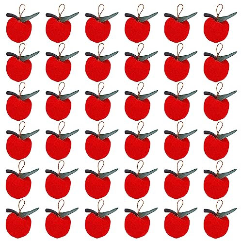 WEBEEDY 36 Stück Kleine Rote Äpfel Weihnachtsbaum Hängende Ornamente Lebensechte Rote Äpfel für Weihnachtsbaum Apfel Foto Requisiten für Weihnachtsfeier