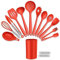 HaWare Kitchen Utensils Set. 13 Piece Silicone Cooking Utensils Set with Holder, Heat Resistant Kitchen Tools Include Turner Spatula Spoon, Non-Stick Cookware Friendly & Dishwasher Safe-Red