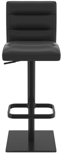 Deluxe Barhocker, echtes Leder, Schwarz
