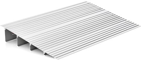 COSTWAY Door Threshold Ramp, 3”/4”/5” Rise Aluminum Threshold Ramps with Adjustable Flap & Non-slip Surface, 317KG Load Capacity Entry Ramp for Wheelchair Scooters (4”, 87 x 55 x 10.5cm)