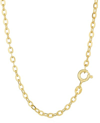 NKlaus Goldene Weite: 925 Silber Gelbgold vergoldete flache Weit-Ankerketten, 42cm, 45cm, 50cm, 1,3mm Breite – Ein stilvolles Collier für jeden Anlass