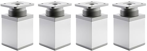ATM® Möbelfüße 4 Stück Set | Aluminium, Silber, 60mm | Höhenverstellbar | füße für möbel | Quadratische Möbelfüsse | Metall und Kunststoff | Profil: 40x40mm