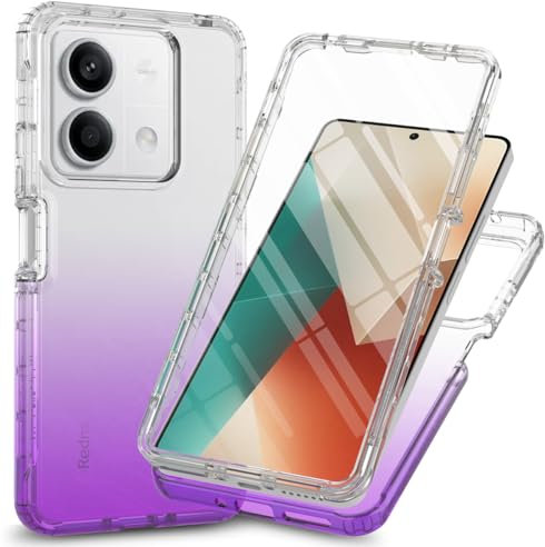 RonRun Funda para Xiaomi Redmi Note 13 Pro 5G con Protector de Pantalla Incorporado, Grado Militar de 360 ° Anti Choque Anti-amarilleo Transparente Case Cover - Violeta