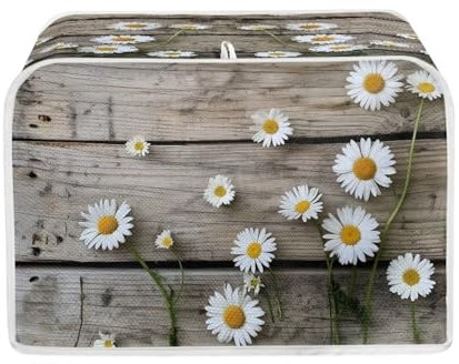 Baxinh Alte Holz-Geräteabdeckung mit Gänseblümchen-Aufdruck – Universal-Brotbackmaschine und Toaster, staubdicht, waschbar