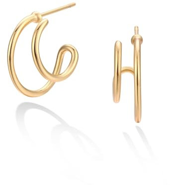 Jenosy 14K Vergoldete Ohrringe Gold Hoop Offene C Form Dicke Unendlichkeit Hypoallergene Schmuck Geschenk für Frauen