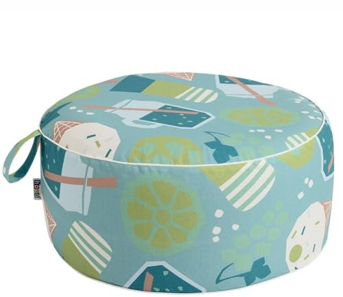 howa Bodenkissen Sitzhocker Outdoor aufblasbar für Kinder und Erwachsene Pouf Hocker aus Baumwolle, Sitzkissen aufblasbar im modernen Farbdesign, Ø 55cm H 25 cm 8711
