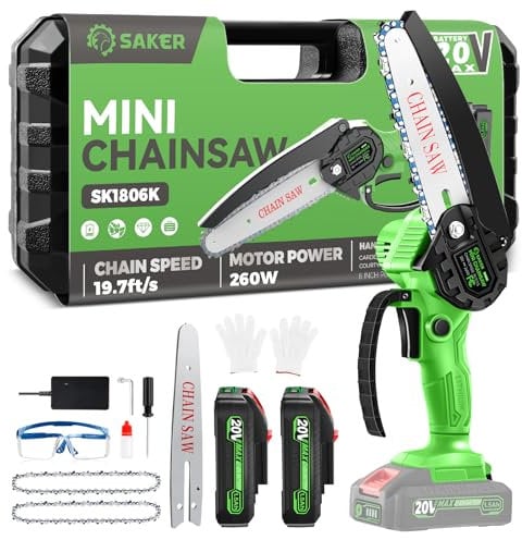 Saker Mini Chainsaw|6 Inch Chainsaw[2025 Upgraded]|Mini Cordless Electric Chain Saw|Small Handheld Portable Chainsaw Battery Powered Chain Saw for Tree Trimmer and Garden,Father's Day Gift for Men Dad