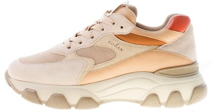 Hogan Donna Hyperactive Sneaker in camoscio e Tessuto a Rete Beige Color Beige Size 36