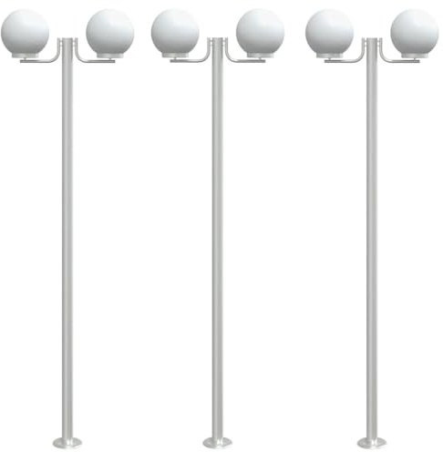 vidaXL Wegeleuchten 3 Stk. Silbern 215 cm Edelstahl