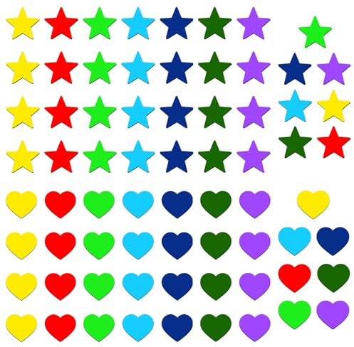 Keboyoe 70 Pcs Fridge Magnets Magnetic Stars for Reward Chart Colourful Magnetic Stars Heart Magnets for Whiteboard,School,Office,Classroom,Refrigerator,Reward Chart for Kids