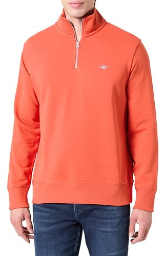 GANT Men's Reg Shield Half Zip Sweat Sweatshirt, Deep Orange, XL