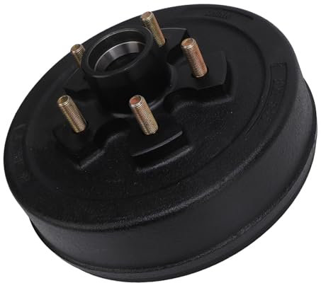 Naroote Anhänger-Bremsnabentrommel, 5 Bolzen, Hochfest, 10-Zoll-Bremsnabentrommelbaugruppe, Strapazierfähig für 3.500-Pfund-Anhängerachsen (Einzelne Bremstrommel)