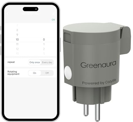 WLAN Steckdose Outdoor Greenaura Zeitschaltuhr Aussenbereich WLAN Steckdose Strommessgerät Steckdose Aussensteckdose Wasserdicht Zeitschaltuhr außen Stromverbrauchsmesser CozyLife APP, Grau