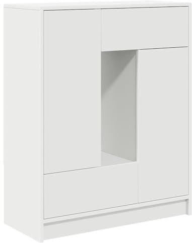 vidaXL Aparador/armario lateral blanco con cajones – Unidad de almacenamiento de madera diseñada para sala de estar/comedor/pasillo - Dimensiones 73 x 31 x 90 cm