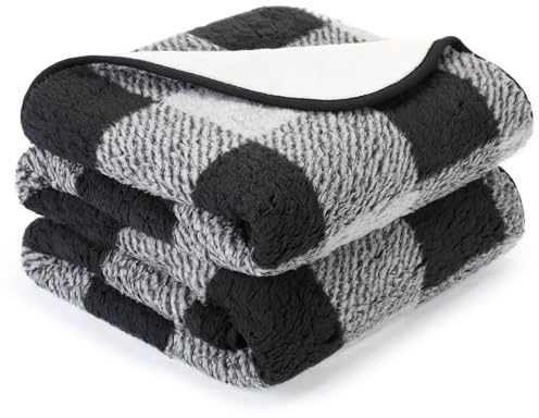 IDOGCHEW Hundedecke Wasserdicht 100x75 cm, Flauschige Flanell & Sherpa Haustier Decke, Geeignet für Katzen & Kleine bis Mittelgroße Hunde, Maschinenwaschbar - Schwarz | Hundedecke, Anti-Pipi, 2 Seiten verwendbar, Schutz für Bett, Sofa, Sessel