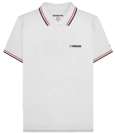 Lambretta Mens Twin Tipped Polo Shirt - White (Red/Navy) - M